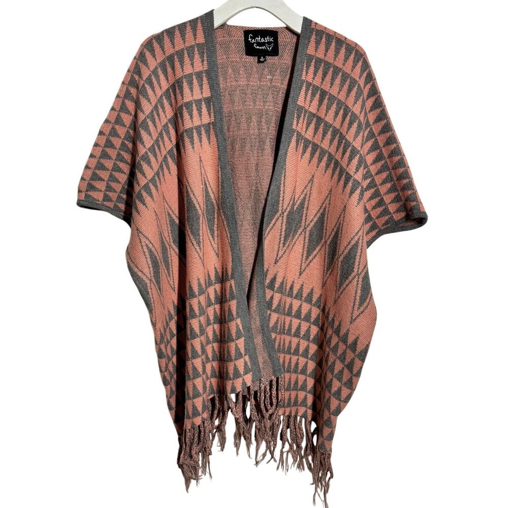 Fantastic Fawn Wool Blend Aztec Shrug Cardigan Women S Pink Gray Western Country